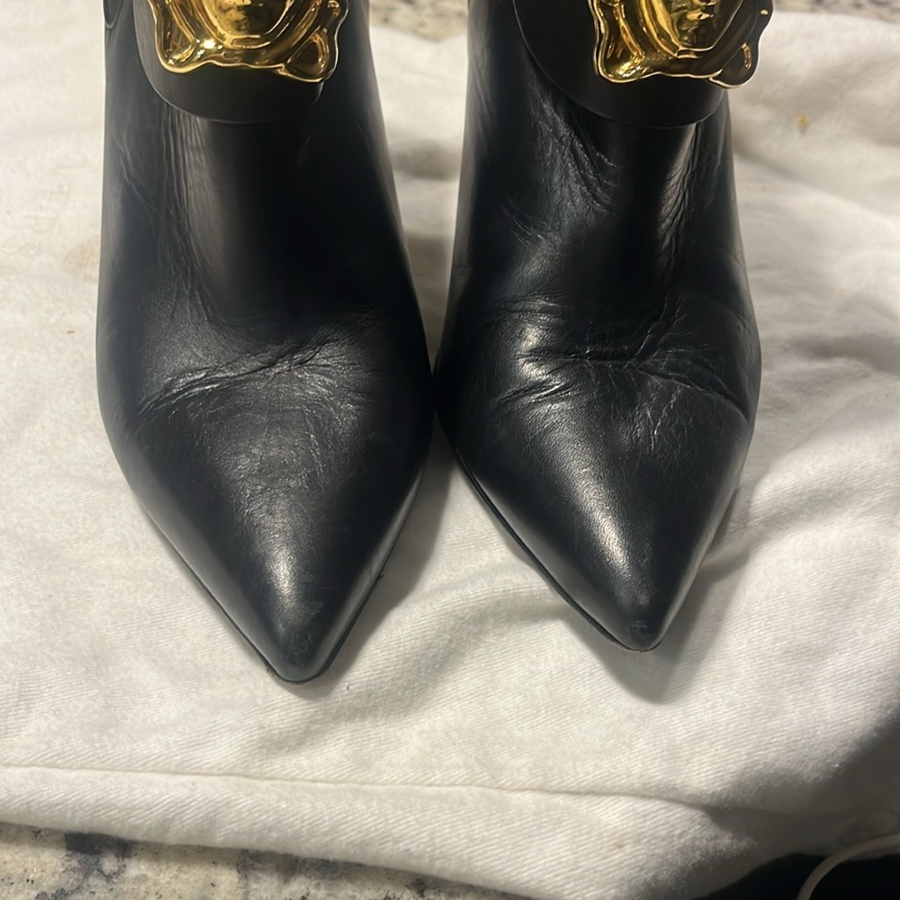 Versace leather heel boots size 37 1/2 USA size 7 - Picture 8 of 12
